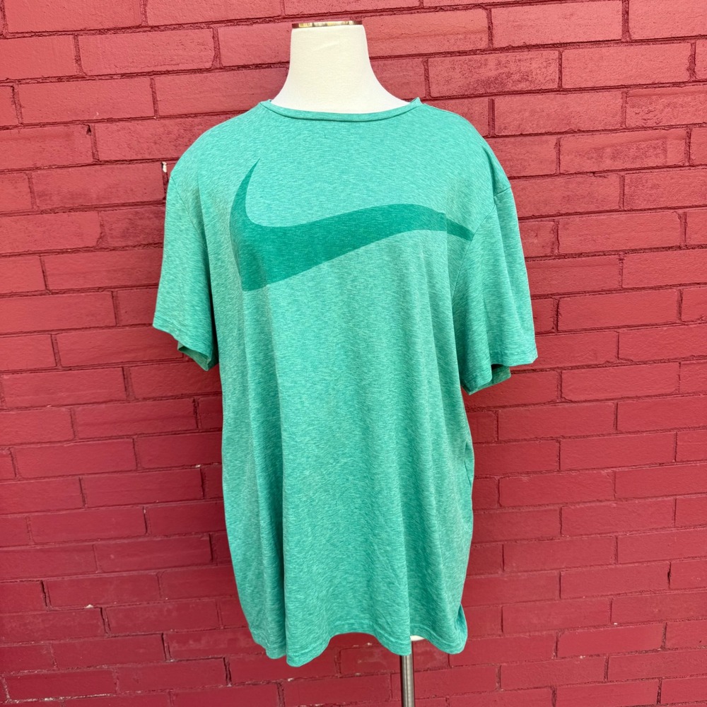Nike Dri-Fit Mens‎ XXL Shirt Teal Big Swoosh Heathered Training Top Gorpcore